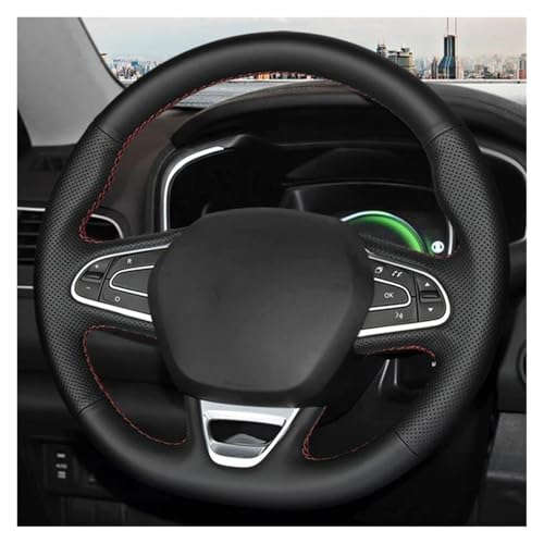 SQOFJGIGN Lenkrad Bezug Auto Auto-Lenkrad-Geflecht-Abdeckung Aus Echtem Leder Für Kadjar Für Koleos Für Megane Für Talisman Für Scenic Lenkradhüllen(White Thread) von SQOFJGIGN
