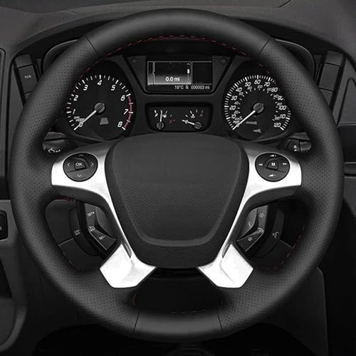SQOFJGIGN Lenkrad Bezug Auto Auto-Lenkradbezug Aus Weichem Schwarzem Kunstleder Für Ford Für Transit Für Tourneo Für Custom Für Tourneo Lenkradhüllen(Orange Thread) von SQOFJGIGN