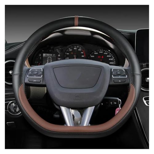SQOFJGIGN Lenkrad Bezug Auto PU Leder Auto Lenkrad Abdeckung Für Seat Für Leon 5F Für Mk3 2013-2021 Für Ibiza 6J Für tarraco Lenkradhüllen(Coffee D) von SQOFJGIGN