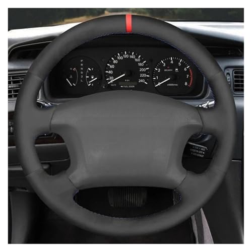 SQOFJGIGN Lenkrad Bezug Auto Schwarz Wildleder Leder Geflecht Auto Lenkrad Abdeckung Für Toyota Für Sienna Für Tundra 1998-2003 Lenkradhüllen(Thread Red) von SQOFJGIGN