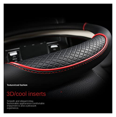 SQOFJGIGN Lenkradabdeckung Anti-Rutsch-Leder CAR Steer Wheel Cover Prägung Handlebra Cover Universal Luxury Grip Steering Protection Slim Case Zubehör Lenkradbezug(Schwarz und weiß) von SQOFJGIGN