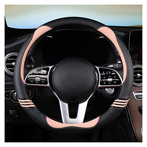 SQOFJGIGN Lenkradabdeckung Carbon-Faser-Leder-Auto-Lenkrad-Abdeckung Für Ben Für AMG 38cm Modelle AC CLA E GLA GLC GLE SB CLS-Klasse Zubehör Lenkradbezug(PINK O Shape) von SQOFJGIGN