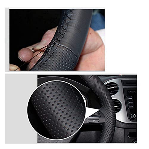 SQOFJGIGN Lenkradabdeckung DIY Handgenähte Lenkradabdeckung Schwarz Kunstleder Lenkradabdeckung Für Mazda 6 2009 Lenkradbezug(Red Thread) von SQOFJGIGN