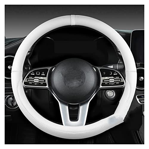 SQOFJGIGN Lenkradabdeckung Lenkradbezug Blau Four Seasons General Handle Cover Leather Round O-Shape Sport Steering Protective Cover Case Lenkradbezug(All White) von SQOFJGIGN