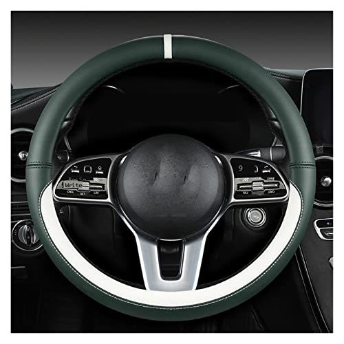 SQOFJGIGN Lenkradabdeckung Lenkradbezug Blau Four Seasons General Handle Cover Leather Round O-Shape Sport Steering Protective Cover Case Lenkradbezug(Green White) von SQOFJGIGN