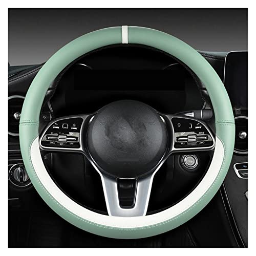 SQOFJGIGN Lenkradabdeckung Lenkradbezug Blau Four Seasons General Handle Cover Leather Round O-Shape Sport Steering Protective Cover Case Lenkradbezug(Light Light Green) von SQOFJGIGN