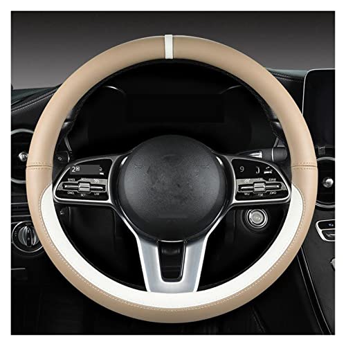 SQOFJGIGN Lenkradabdeckung Lenkradbezug Blau Four Seasons General Handle Cover Leather Round O-Shape Sport Steering Protective Cover Case Lenkradbezug(Light Yellow) von SQOFJGIGN