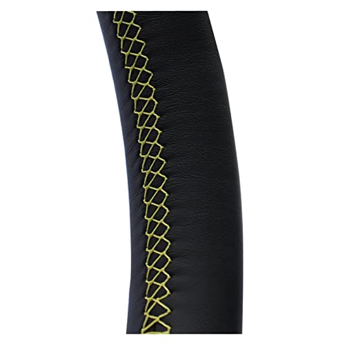 SQOFJGIGN Lenkradabdeckung Schwarze Echtleder-Lenkradabdeckung Für Kia Für Sorento 2015 Lenkradbezug(Yellow Thread) von SQOFJGIGN
