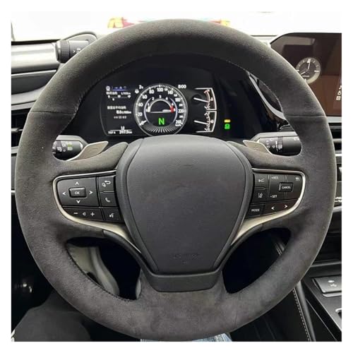 SQOFJGIGN Lenkradschoner Auto Lenkrad Geflecht Abdeckung Wildleder Für Lexus ES300h 2019 2020 2021 ES350 2019-2021 Auto Innen Zubehör Auto Lenkradbezug(Yellow Thread) von SQOFJGIGN