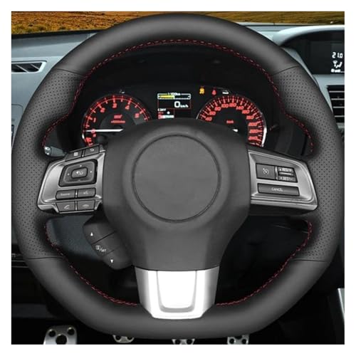 SQOFJGIGN Lenkradschoner Auto-Lenkrad-Geflechtabdeckung Für Subaru WRX STI 2014-2021 Für Levorg 2015-2021 Für Levorg STI 2017-2020, Handnähen Auto Lenkradbezug(White Thread) von SQOFJGIGN