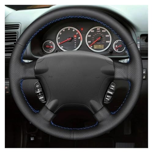 SQOFJGIGN Lenkradschoner Auto-Lenkradabdeckung Für CR-V Für CRV 2002 2003 2004 2005 2006 DIY Schwarzes PU-Mikrofaserleder Auto Lenkradbezug(Blue Thread) von SQOFJGIGN