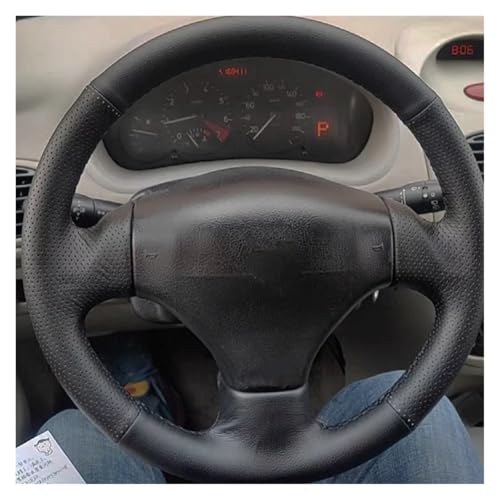 SQOFJGIGN Lenkradschoner Auto-Lenkradabdeckung Für Peugeot 206 1998 1999 2000 2001 2002 2003 2004 2005 Auto-Innenausstattung Auto Lenkradbezug(Brown Thread) von SQOFJGIGN