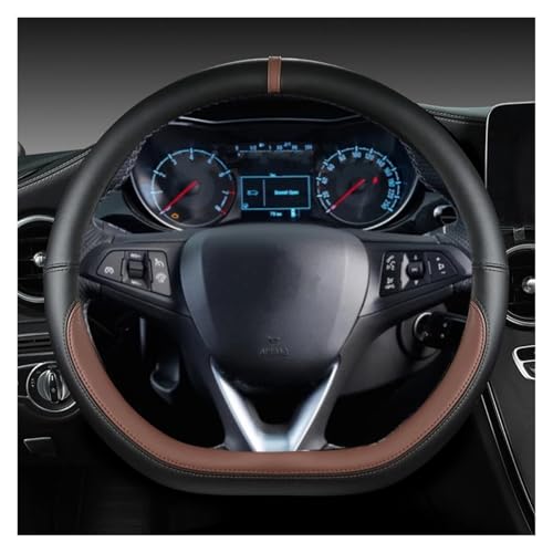SQOFJGIGN Lenkradschoner Autolenkradabdeckung D-Form Leder 38CM Für Opel Für Grandland X Für Insignia CT 2017 2018 2019 2020 2021 Auto Lenkradbezug(Kaffee) von SQOFJGIGN