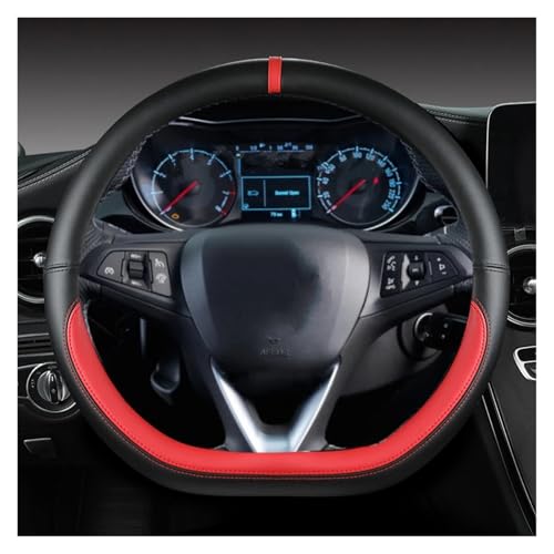 SQOFJGIGN Lenkradschoner Autolenkradabdeckung D-Form Leder 38CM Für Opel Für Grandland X Für Insignia CT 2017 2018 2019 2020 2021 Auto Lenkradbezug(Rot) von SQOFJGIGN