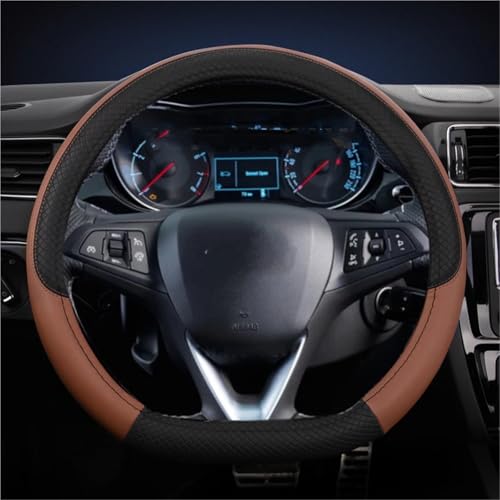 SQOFJGIGN Lenkradschoner Autolenkradabdeckung D-Form Leder Für Opel Für Grandland X Für Insignia CT 2017 2018 2019 2020 2021 Auto Lenkradbezug(Kaffee) von SQOFJGIGN