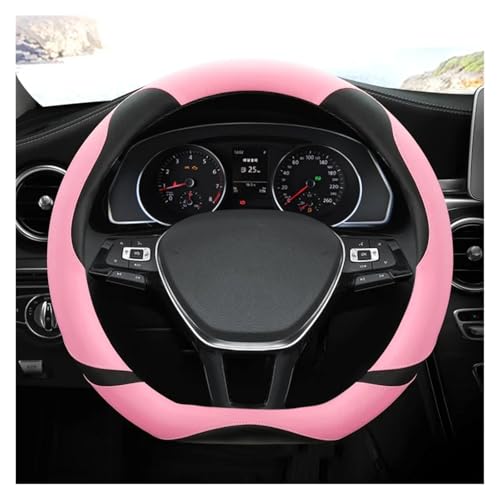 SQOFJGIGN Lenkradschoner D-Form Auto Lenkradbezug 38CM Für VW Für Santana 2016 2017 2018 2019 2020 2021 2022 Auto Accesorioss Auto Lenkradbezug(PINK) von SQOFJGIGN