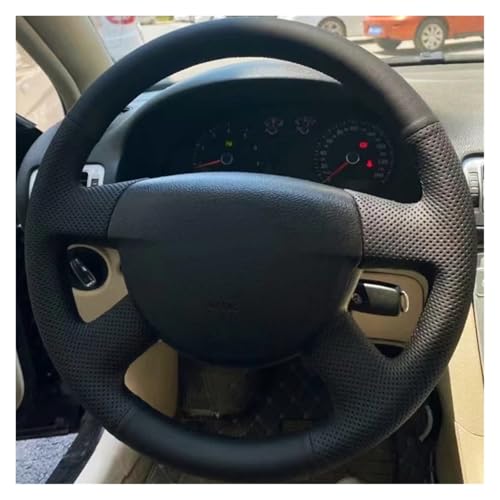 SQOFJGIGN Lenkradschoner DIY Mikrofaser Leder Auto Lenkrad Geflecht Abdeckung Für VW Für Passat B6 Auto Innen Zubehör Auto Lenkradbezug(Red Thread) von SQOFJGIGN