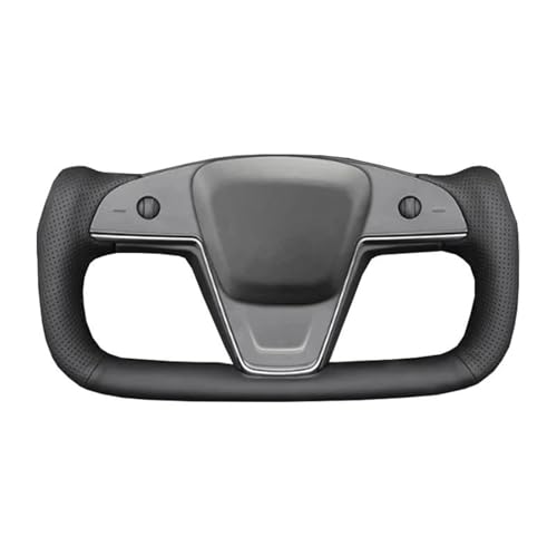 SQOFJGIGN Lenkradschoner Echtes Leder, Handgenähter Autolenkradbezug Für Tesla Für Model S Für Model X Geflochtene Lenkradhülle Auto Lenkradbezug(Brown Thread) von SQOFJGIGN