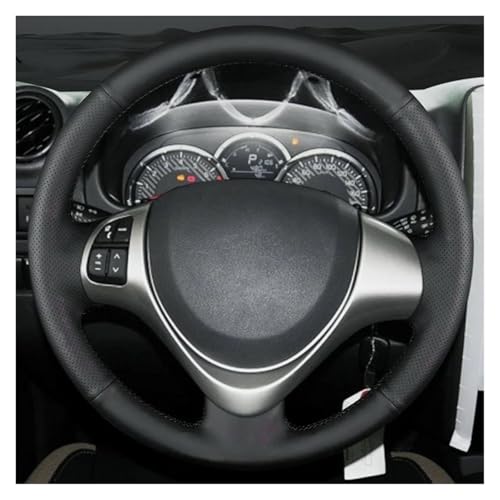 SQOFJGIGN Lenkradschoner Echtes Leder Auto Lenkrad Geflecht Abdeckung Hand Nähen Für Suzuki Für Jimny 2015 Auto Innen Zubehör Lenkung Wrap Auto Lenkradbezug(Green Thread) von SQOFJGIGN