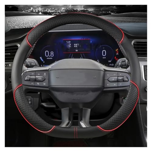 SQOFJGIGN Lenkradschoner Für Ford Für Fiesta Für ST-Line 2018-2019 Für Fiesta ST 2019 Für Escort Für EVOS D Typ Autolenkradabdeckung 38CM Auto Lenkradbezug(Rot) von SQOFJGIGN