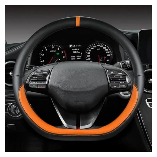 SQOFJGIGN Lenkradschoner Für Hyundai Für Ioniq 5 2016 2017 2018 2019 2020 2021 2022 Auto Lenkrad Abdeckung D Form PU Leder Auto Innen Auto Lenkradbezug(Orange) von SQOFJGIGN