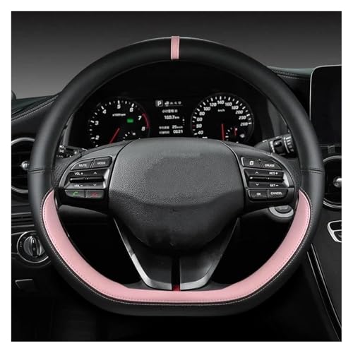SQOFJGIGN Lenkradschoner Für Hyundai Für Ioniq 5 2016 2017 2018 2019 2020 2021 2022 Auto Lenkrad Abdeckung D Form PU Leder Auto Innen Auto Lenkradbezug(Pink) von SQOFJGIGN