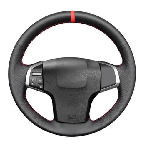 SQOFJGIGN Lenkradschoner Für Isuzu Für D-Max Für MU-X 2013-2020 Anti-Rutsch-Ledergeflecht-Autolenkradabdeckung Handnähen Auto Lenkradbezug(Orange Thread) von SQOFJGIGN