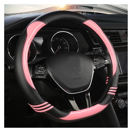 SQOFJGIGN Lenkradschoner Für Kia Für Optima K5 2021 D-Form Autolenkradabdeckung 38cm PU-Leder rutschfest Und Verschleißfest Auto Lenkradbezug(Pink) von SQOFJGIGN