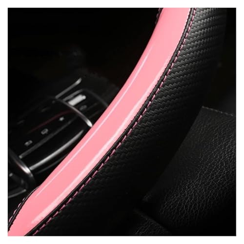 SQOFJGIGN Lenkradschoner Für Kia Für Optima K5 2021 D-Form Autolenkradabdeckung PU-Leder rutschfest Und Verschleißfest Auto Lenkradbezug(Pink) von SQOFJGIGN