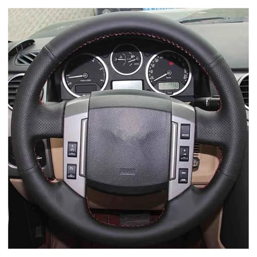 SQOFJGIGN Lenkradschoner Für Land Für Rover Für Freelander 2 2007 2008 2009 2010 2011 2012-2018 Schwarzes Kunstleder Handgenähte Autolenkradabdeckung Auto Lenkradbezug(Orange Thread) von SQOFJGIGN