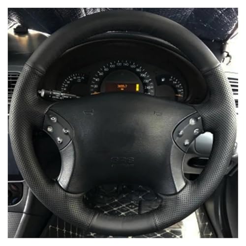 SQOFJGIGN Lenkradschoner Für Mercedes Für Benz W203 C-Klasse 2001-2007 Echtleder-Lenkrad-Geflechtabdeckung Auto-Innenausstattung Auto Lenkradbezug(Brown Thread) von SQOFJGIGN