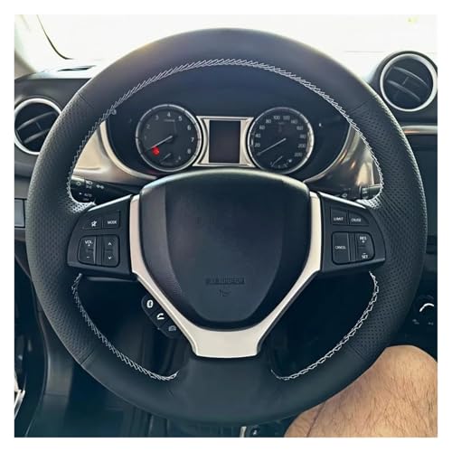 SQOFJGIGN Lenkradschoner Für Suzuki Für Vitara 2019 Für Escudo LY 4. Generation 2018 2017 2016 Handnähende Mikrofaser-Leder-Autolenkradabdeckung Auto Lenkradbezug(Orange Thread) von SQOFJGIGN