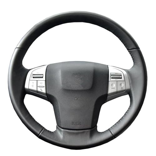 SQOFJGIGN Lenkradschoner Handgenähte Lenkradabdeckung Aus Kunstleder Für Isuzu Für D-MAX 2013–2018 Für Mu-X 2013 Auto Lenkradbezug(Red Thread) von SQOFJGIGN