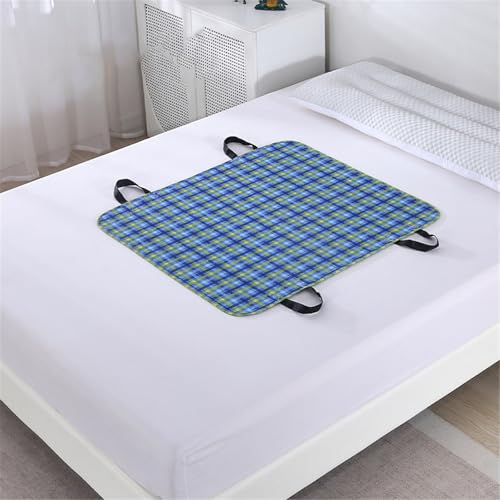 SQOYEI Bettunterlage Wasserdicht Mit Verstärkten Griffen, Wiederverwendbar Inkontinenz Bettunterlage für Hotels, Schlafsäle Inkontinenzunterlage Waschbar(80x90cm,Blue D) von SQOYEI