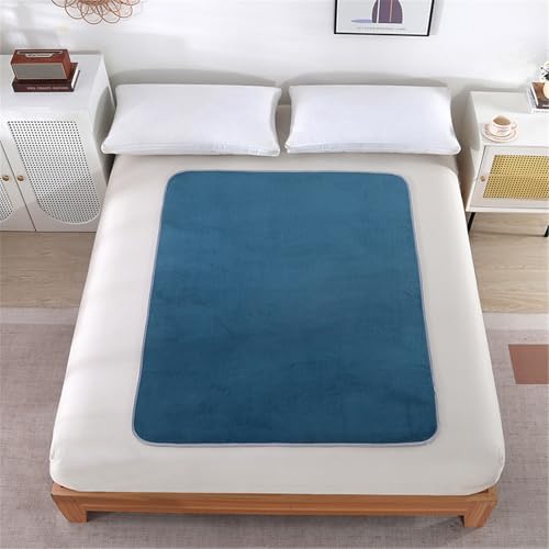 SQOYEI Große Größe Eis-Seide Inkontinenzunterlage Waschbar, Senioren Sommer Atmungsaktiv Inkontinenz Bettunterlage für Hotels, Pflegeheime Inkontinenzauflage(Blau,100 * 140cm) von SQOYEI
