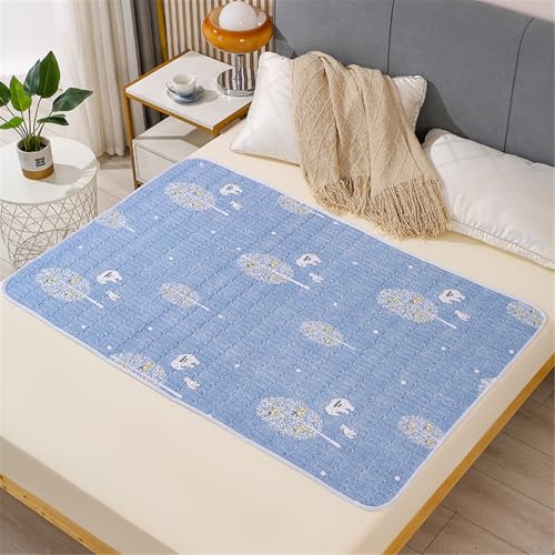 SQOYEI Großformatige Inkontinenzunterlage Waschbar Wiederverwendbar Tragbar, Inkontinenz Bettunterlage für Kinder, Haustiere Bettunterlage Wasserdicht Auslaufsicher(180x200cm,Blue B) von SQOYEI