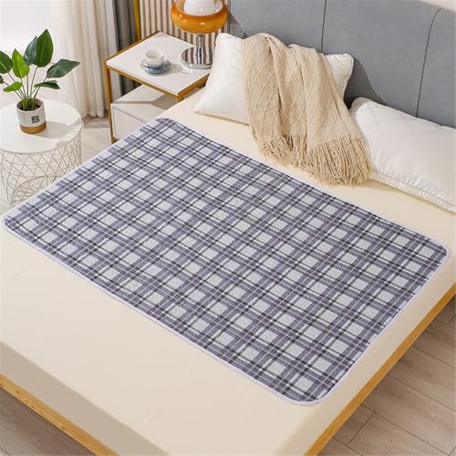 SQOYEI Großformatige Inkontinenzunterlage Waschbar Wiederverwendbar Tragbar, Inkontinenz Bettunterlage für Kinder, Haustiere Bettunterlage Wasserdicht Auslaufsicher(80x120cm,Blue C) von SQOYEI