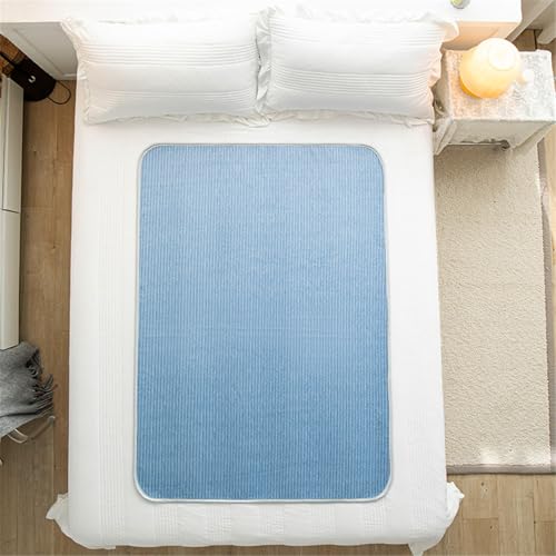 SQOYEI Sommer Leicht Inkontinenz Bettunterlage, Eis-Seide Inkontinenzauflage Atmungsaktiv Auslaufsicher Inkontinenzunterlage Waschbar, Senioren(Blau,150x200cm) von SQOYEI
