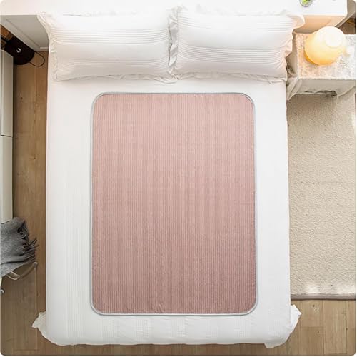 SQOYEI Sommer Leicht Inkontinenz Bettunterlage, Eis-Seide Inkontinenzauflage Atmungsaktiv Auslaufsicher Inkontinenzunterlage Waschbar, Senioren(Pink,100x200cm) von SQOYEI