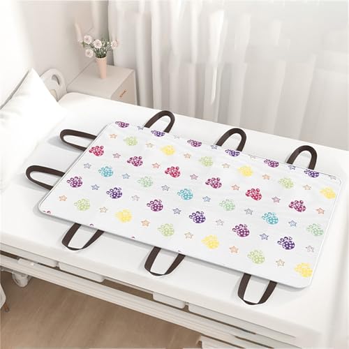 SQOYEI Weich Atmungsaktiv Inkontinenzunterlage Waschbar für ältere Menschen Mit Verstärkten Griffen, Inkontinenz Bettunterlage Langlebig Rutschfest Inkontinenzauflage(100 * 140cm,Feet) von SQOYEI