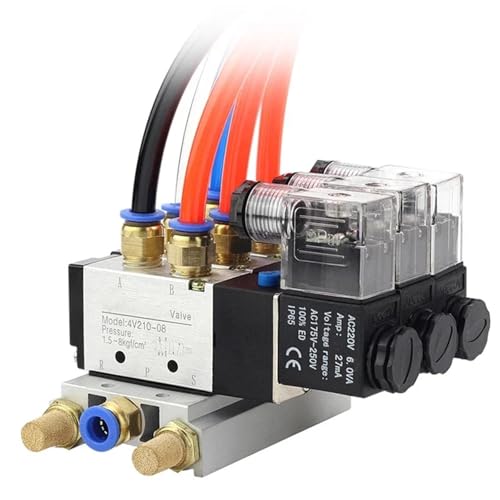 12/24 V DC 110/220 V AC Multi 4V210-08 Pneumatische Magnetventil Block Mit Schalldämpfer Fitting Basis Verteiler 2/3/4/6 weg(5 Row 10mm fitting,DC24V) von SQSKSSWOB