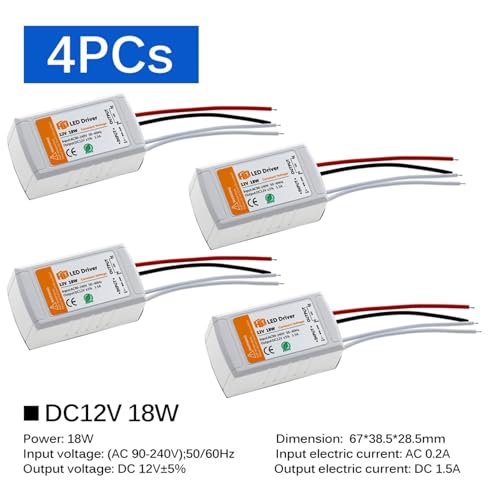 18W 36W 72W 100W LED-Netzteil DC12V Treiber Beleuchtung Transformatoren for LED-Streifenlichter 12V Netzteiladapter(4Pcs 18W) von SQSKSSWOB