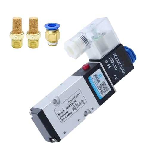 4M210-08 5 way 2 Position Inner Guard Plate Connection Solenoid Air Valve G1/4" AC220V DC24V Electronic Switch Battery Valve(With 12mm fittings,DC12V) von SQSKSSWOB