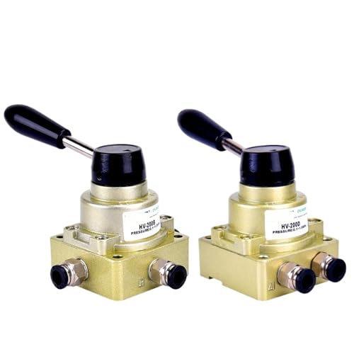 HV200B Pneumatischer Schalter Manuelles Ventil Handventil HV200D Ein Einlass Und Zwei Auslass Zylindersteuerung Umkehrventil Handplatte(HV200B with 6mm) von SQSKSSWOB