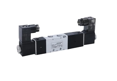 Magnetventil 4V130C-06 Doppelkopf Doppelsteuerung 5-Wege 3-Position Power Down Hold Pneumatisches Wegeventil(With 4mm Fittings,AC220V) von SQSKSSWOB