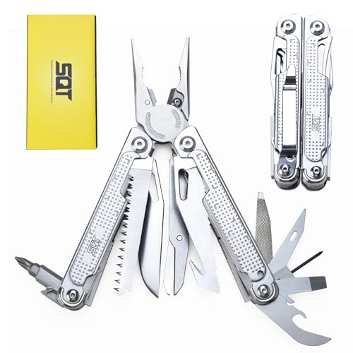 SQT Multi-Tool Multifunktion mit Zange 18 in 1 – Verbesserte Schere & Schraubendreher-Set, Edelstahl Survival-Werkzeuge mit Nylonetui für Camping, (Geschenk für DIY-Enthusiasten/Maschinenbauer) von SQT