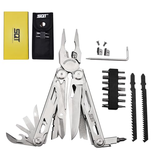 SQT Multifunktionszange, 20 in 1 Multitools Multifunktion mit Zange Klappmesser, Faltbares, professionelles und Edelstahl-Multi-Tool für DIY, Reparatur und Camping Geschenke für Männer von SQT