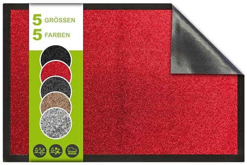 SQUATCH® | Eingangsmatte für den Innenbereich | Strapazierfähige und rutschfeste Fußmatte | Absorbiert Wasser und nimmt Schmutz auf | Leicht zu reinigen | Future-Kollektion (Rot, 120x180cm) von SQUATCH