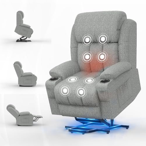 SQUEBILIFE Fernsehsessel Elektrisch Verstellbar, Aufstehhilfe Massagesessel mit Massage Wärmefunktion Seniorensessel für Senioren, 2 Seitentaschen und Getränkehalter,USB+ Typ-C Anschluss von SQUEBILIFE