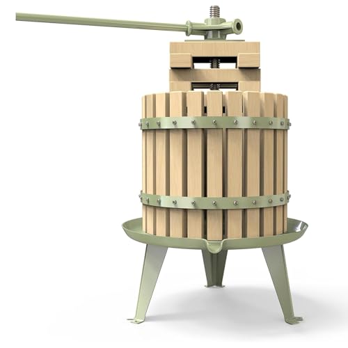Obstweinpresse – 100% natürliche/gesunde Apfel- und Traubenpresse, manueller Saftbereiter für die Küche, Massivholzkorb mit Blöcken, Apfelwein-Weinherstellungspresse (LFGB-zertifiziert, robust) (12L) von SQUEEZE master
